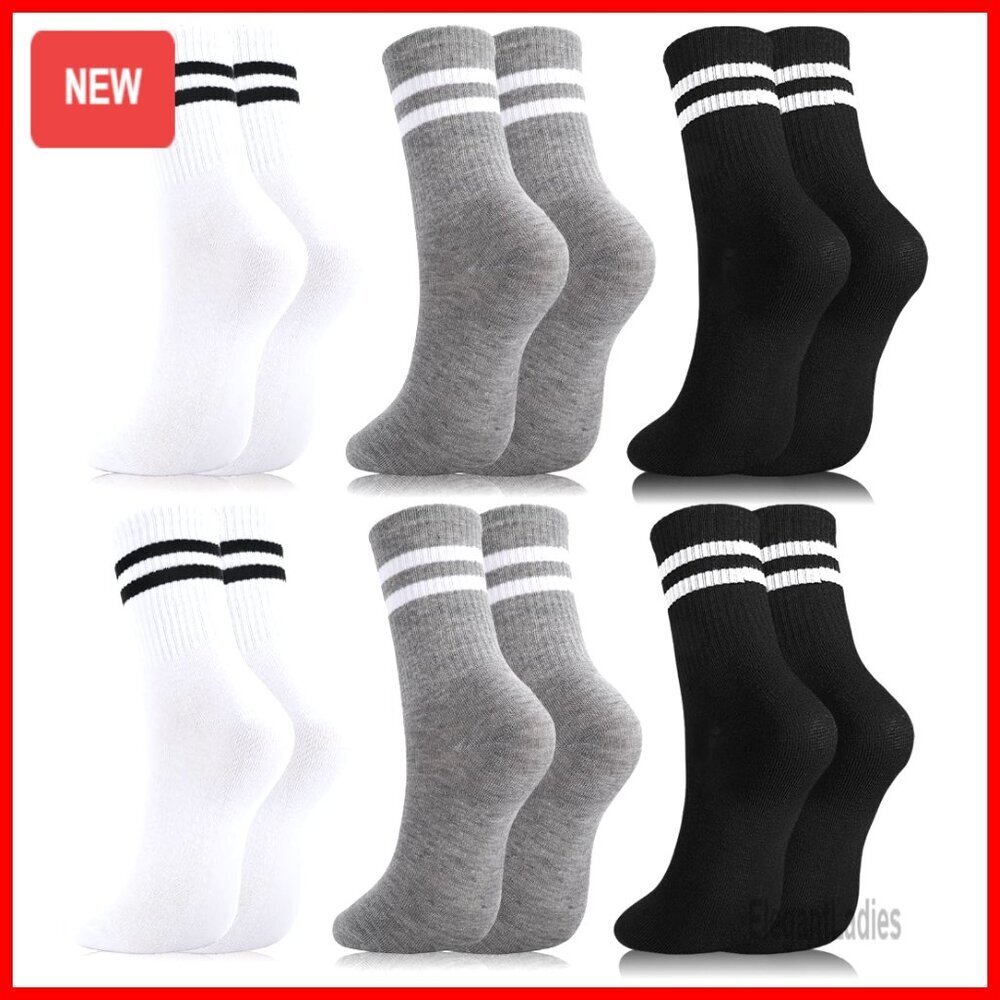 6-Pack Cotton Athletic Crew Socks for Running Gym Active Wear